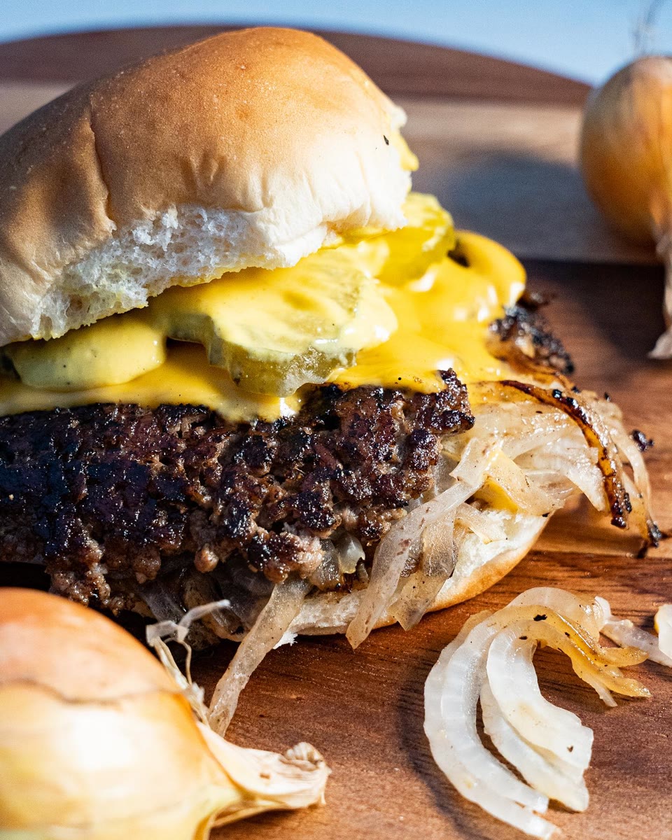 Oklahoma onion cheeseburger