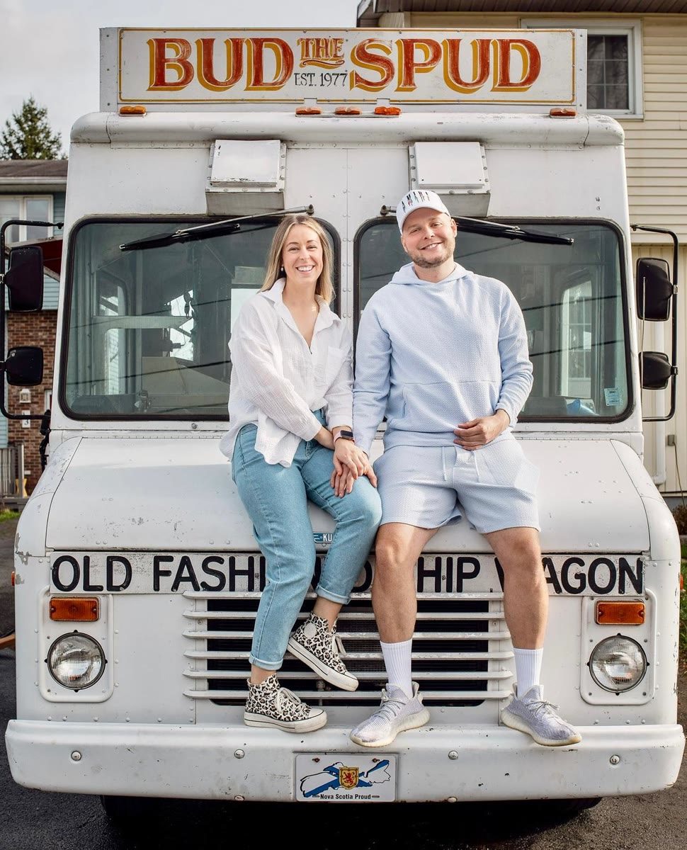 Owners on the vintage chip wagon